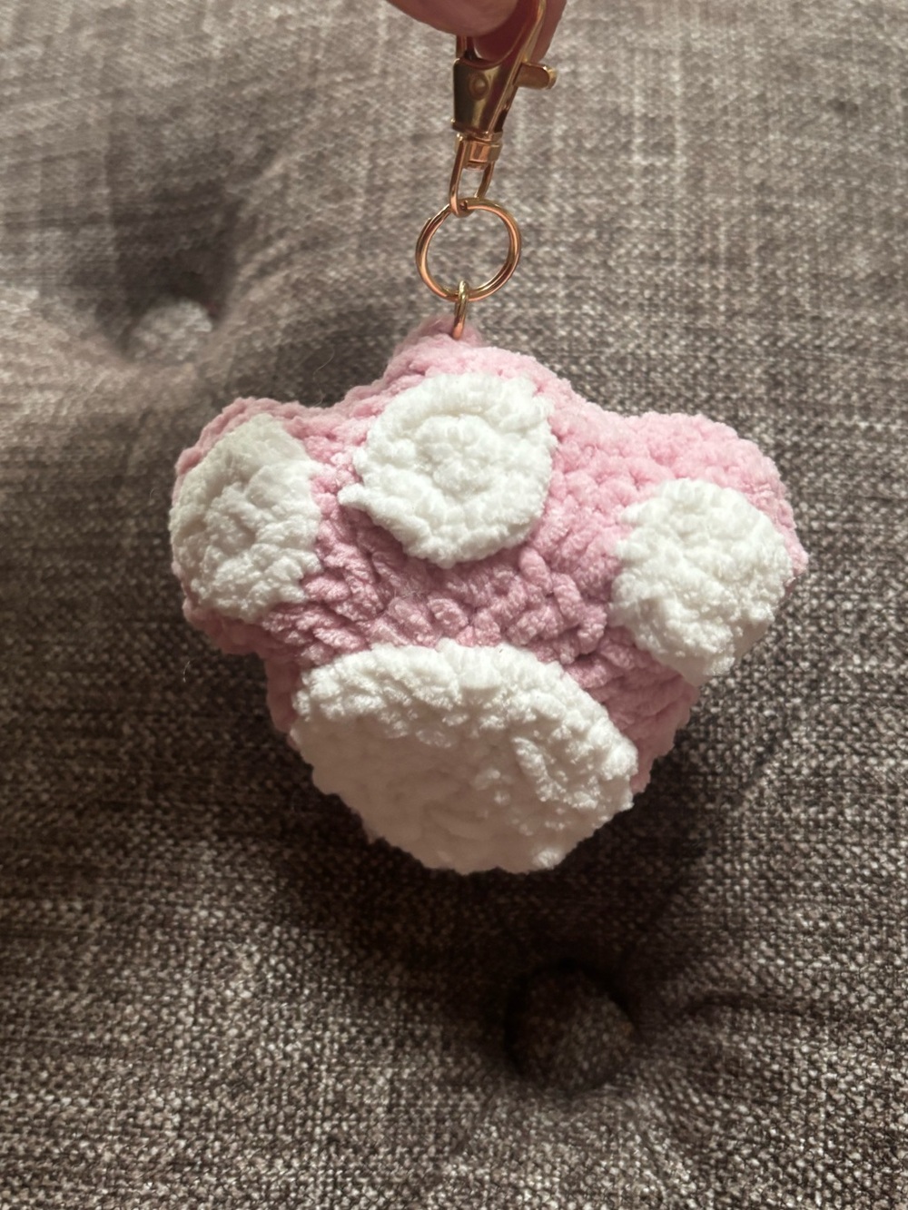 Handmade Crochet Paw Print Keychain | Chenille Yarn | Cute Bag Charm